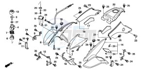 TRX400EX FOURTRAX 400 EX drawing FRONT FENDER/REVERSE LEVE R (TRX400EX5,6)