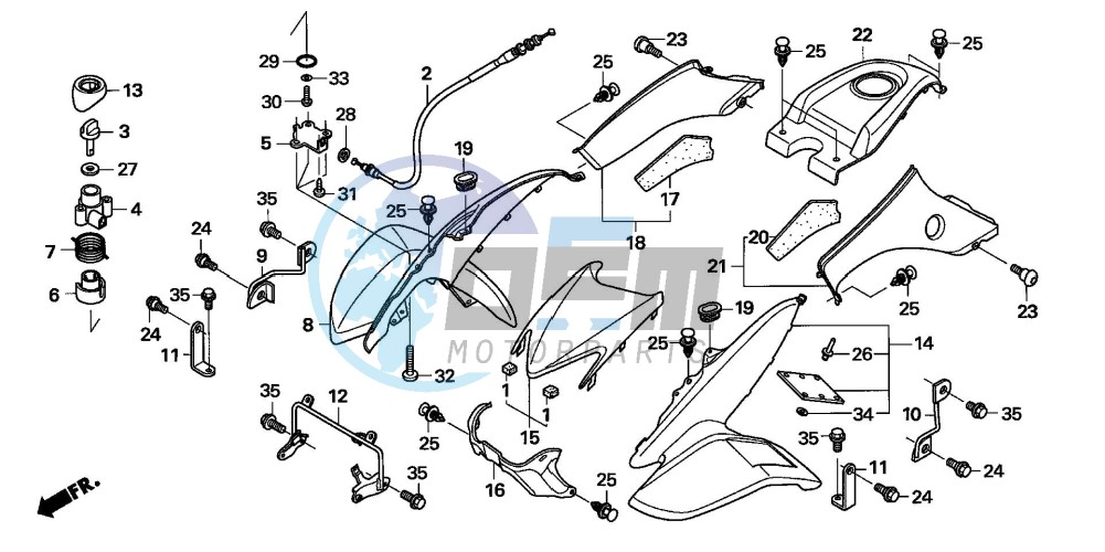 FRONT FENDER/REVERSE LEVE R (TRX400EX5,6)