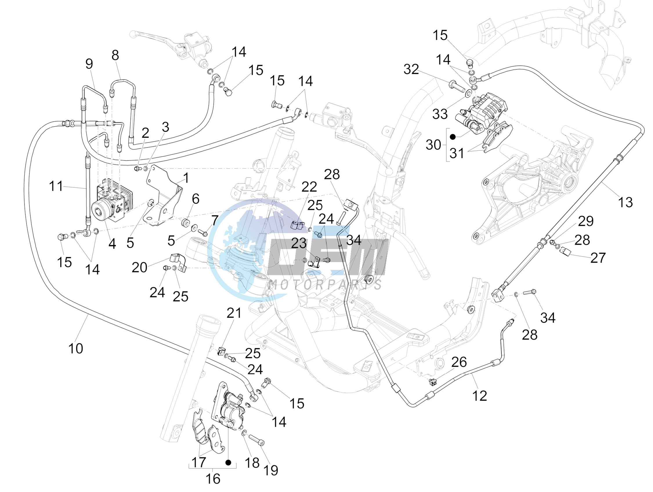 Brakes pipes - Calipers (ABS)