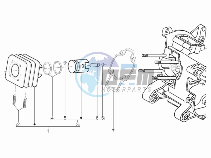 Cylinder - Piston - Wrist pin unit