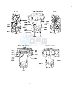 KZ 550 H [GPZ] (H1-H2) [GPZ] drawing CRANKCASE BOLT & STUD PATTERN