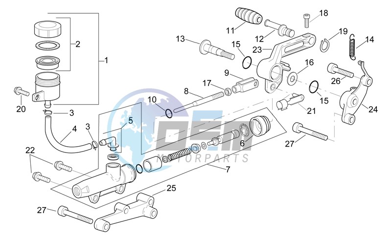 Rear master brake cylinder