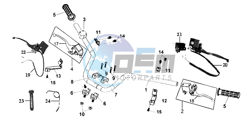 HANDLEBAR / BRAKE LEVERS CPL L / R