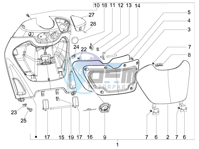 Front glove-box - Knee-guard panel