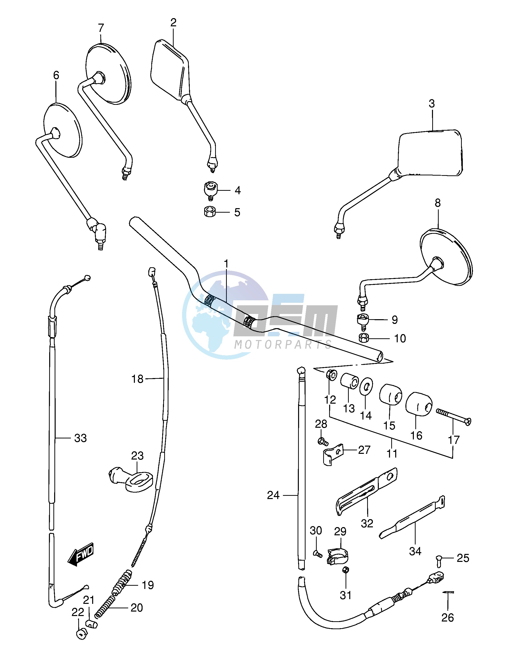 HANDLEBAR - FRONT CABLE (GS125Z D)