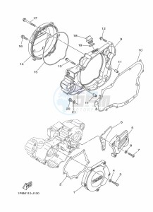 YZ250 (B9U6) drawing CRANKCASE COVER 1