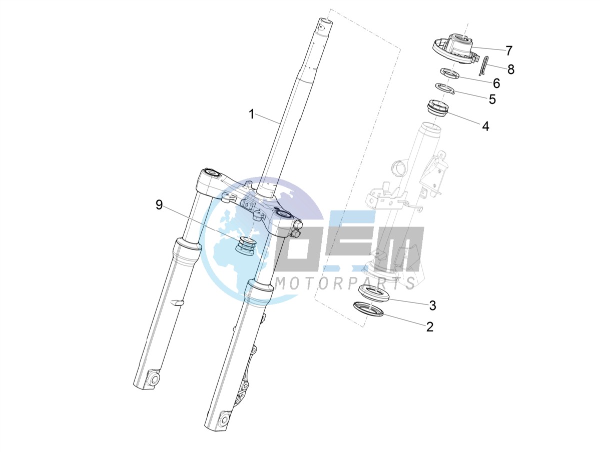 Fork/steering tube - Steering bearing unit