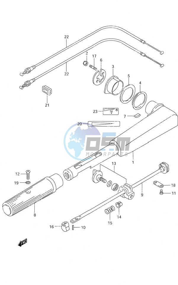 Tiller Handle S/N 651001 to 652500