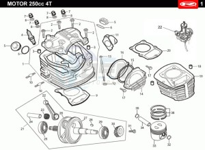 TANGO-250-WHITE drawing CYLINDER HEAD - CAMSHAFT - CYLINDER - CARBURETOR