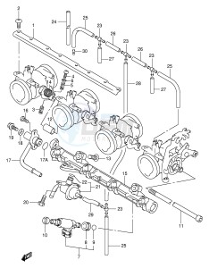 GSX-R750 (E2) drawing THROTTLE BODY FITTING (MODEL W X)