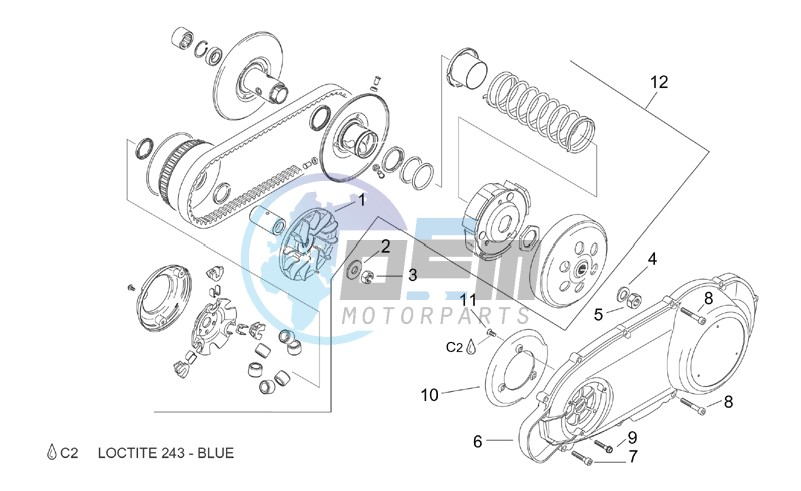 Speed variator with clutch