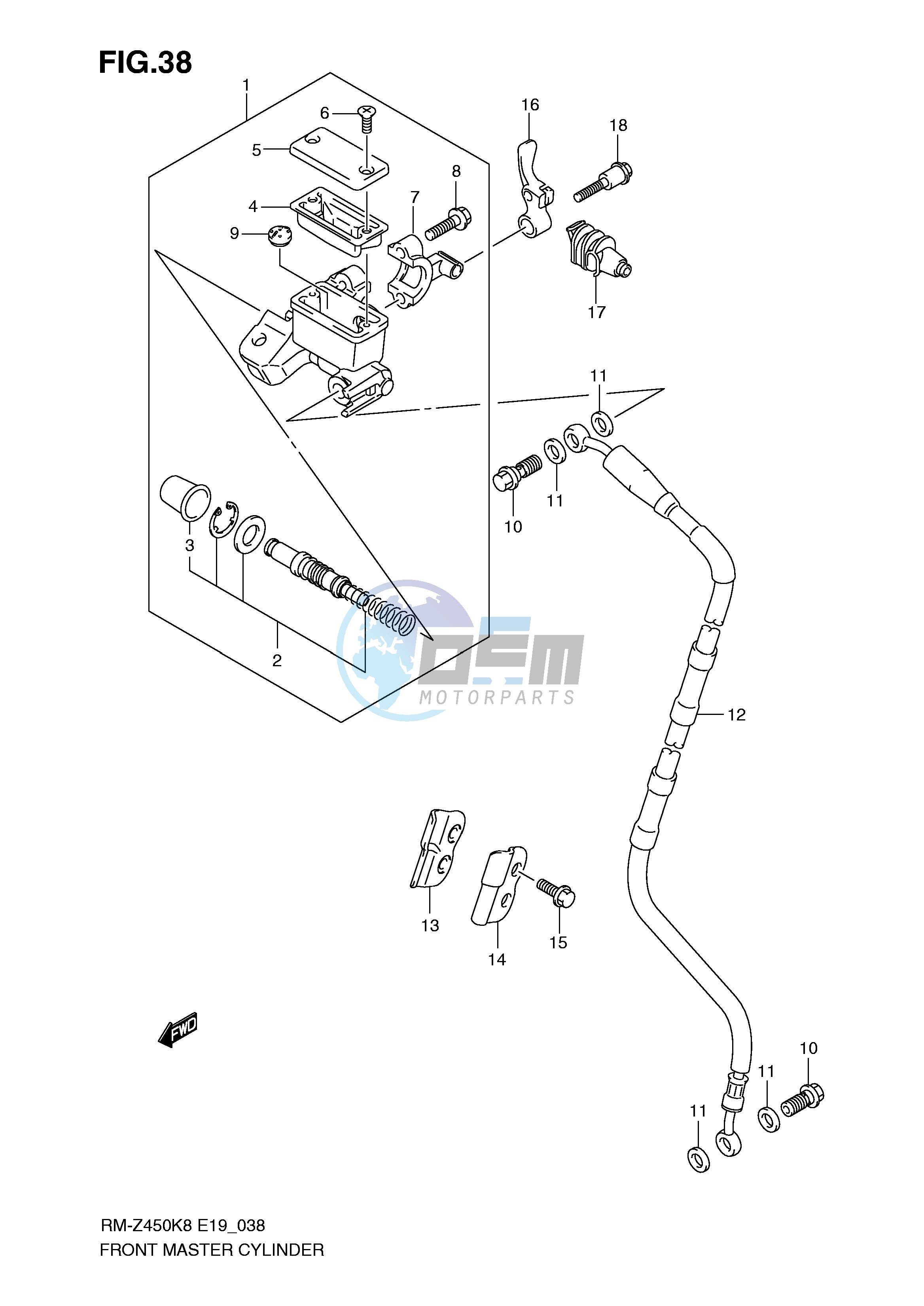 FRONT MASTER CYLINDER (RM-Z450K8 K9 L0)