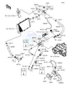 Z1000SX ZX1000LFF FR GB XX (EU ME A(FRICA) drawing Water Pipe