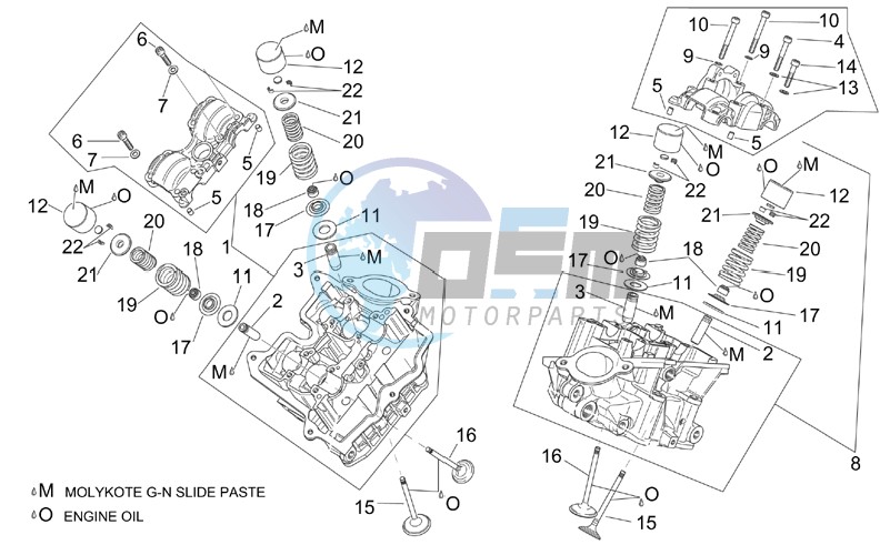 Cylinder head and valves