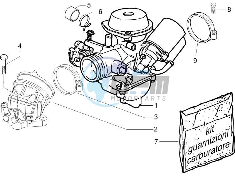 Carburettor  assembly - Union pipe