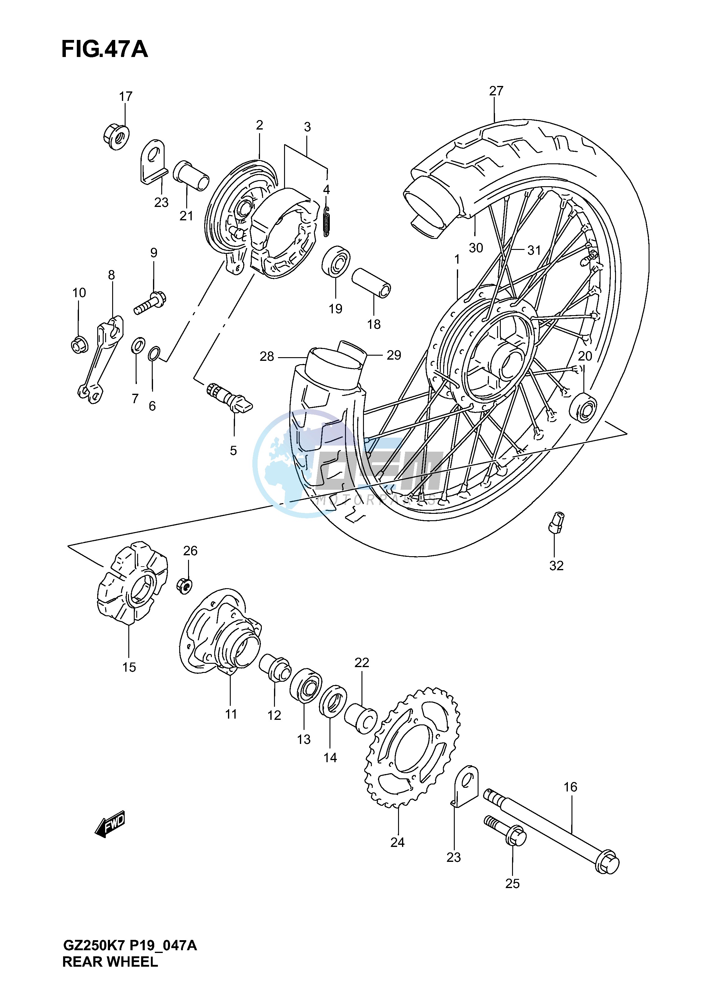 REAR WHEEL (MODEL K5 K6 K7)