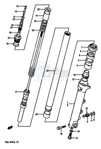 GSX-R750 (J-K-L) drawing FRONT DAMPER (MODEL J)