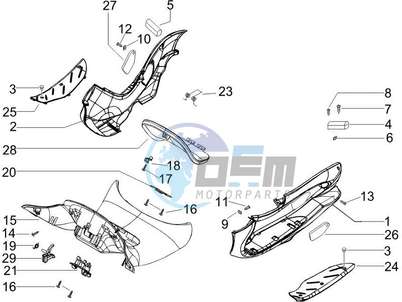 Central cover - Footrests