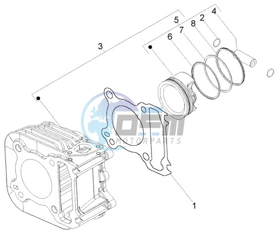 Cylinder-piston-wrist pin assy