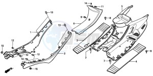 CH125 drawing SIDE SKIRT/CENTER COVER