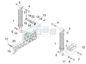 Beverly 125 e3 drawing Rear suspension - Shock absorbers