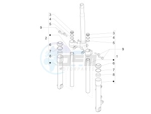 Liberty 50 iGet 4T 3V 25kmh (EMEA) drawing Fork's components (Wuxi Top)