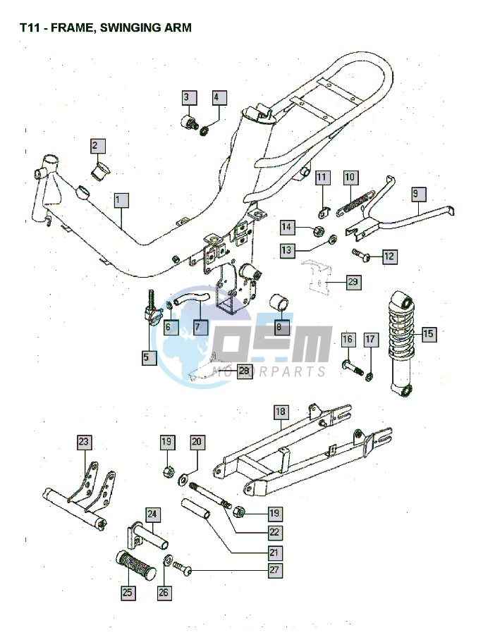 Frame-swinging arm