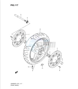 GSXF650 drawing FRONT WHEEL (GSX650FL1 E21)