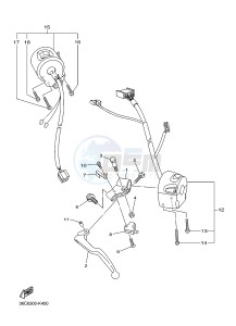 XJ6S ABS 600 DIVERSION (S-TYPE, ABS) (36D7) drawing HANDLE SWITCH & LEVER