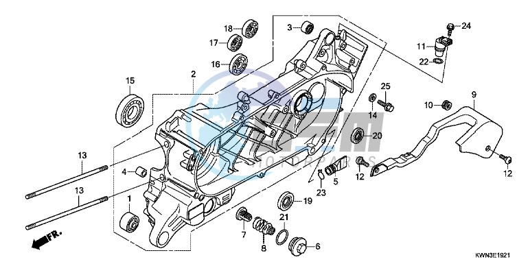 LEFT CRANKCASE (WW125EX2C/EX2D/EX2E/D)