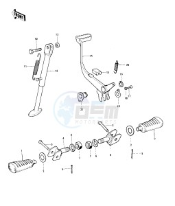 KE 125 A [KE125] (A3-A6) [KE125] drawing FOOTRESTS_STAND_BRAKE PEDAL -- 76-79- -