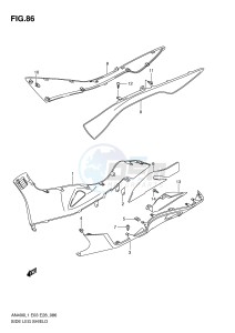 AN400 (E03) Burgman drawing SIDE LEG SHIELD (AN400ZAL1 E33)