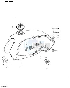 GSX1100 (Z-D) drawing FUEL TANK (GSX1100XD EXD)