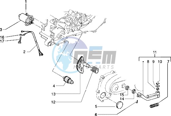 Starting motor-starter lever