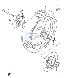 GSX600F (E2) Katana drawing FRONT WHEEL