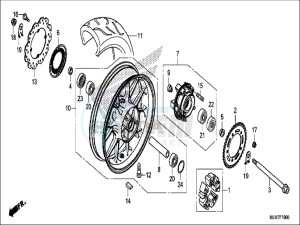 CB500FAH CB500F ED drawing REAR WHEEL