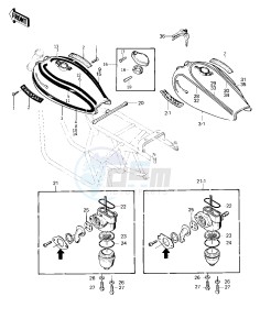 KZ 400 D (D3-D4) drawing FUEL TANK  -- 76 -77 KZ400 - D3_D4- -