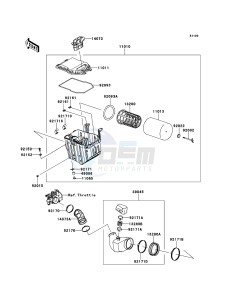 KFX450R KSF450B8F EU drawing Air Cleaner