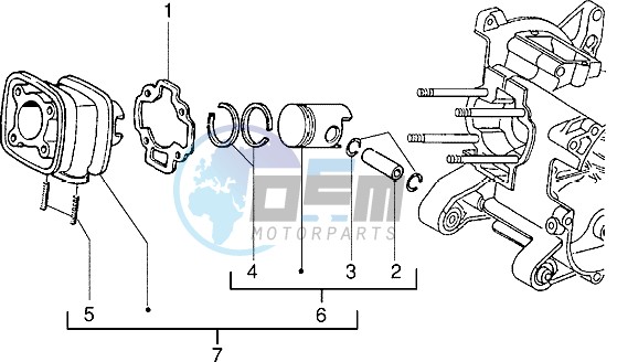 Cylinder-piston-wrist pin assy