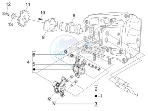 Beverly 400 ie Tourer e3 drawing Camshaft - Rocking levers support unit