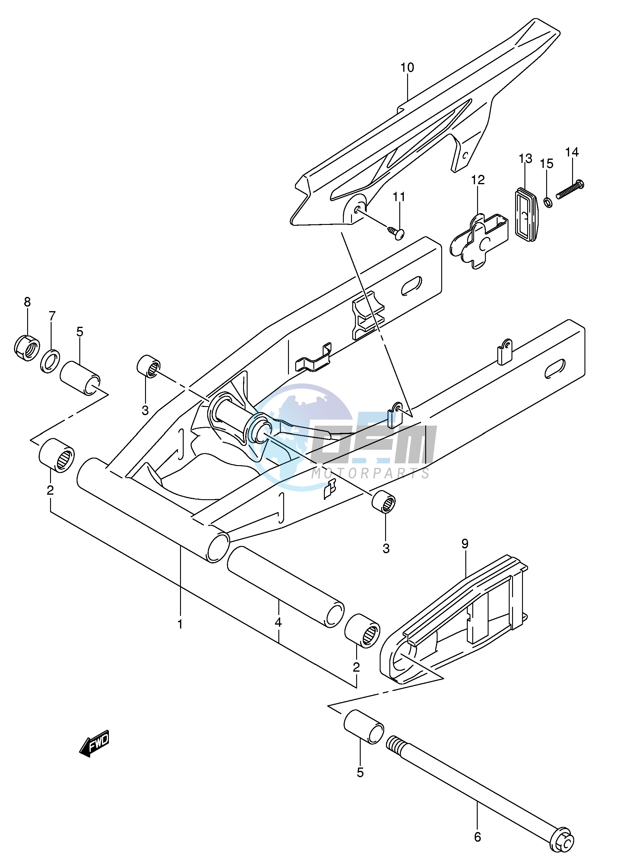 REAR SWINGING ARM (GSF650K5 UK5 SK5 SUK5 K6 UK6 SK6 SUK6)