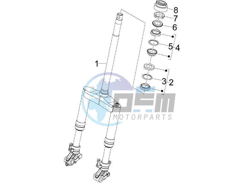 Fork steering tube - Steering bearing unit