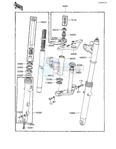 EX 305 B [GPZ 305] (B1) [GPZ 305] drawing FRONT FORK