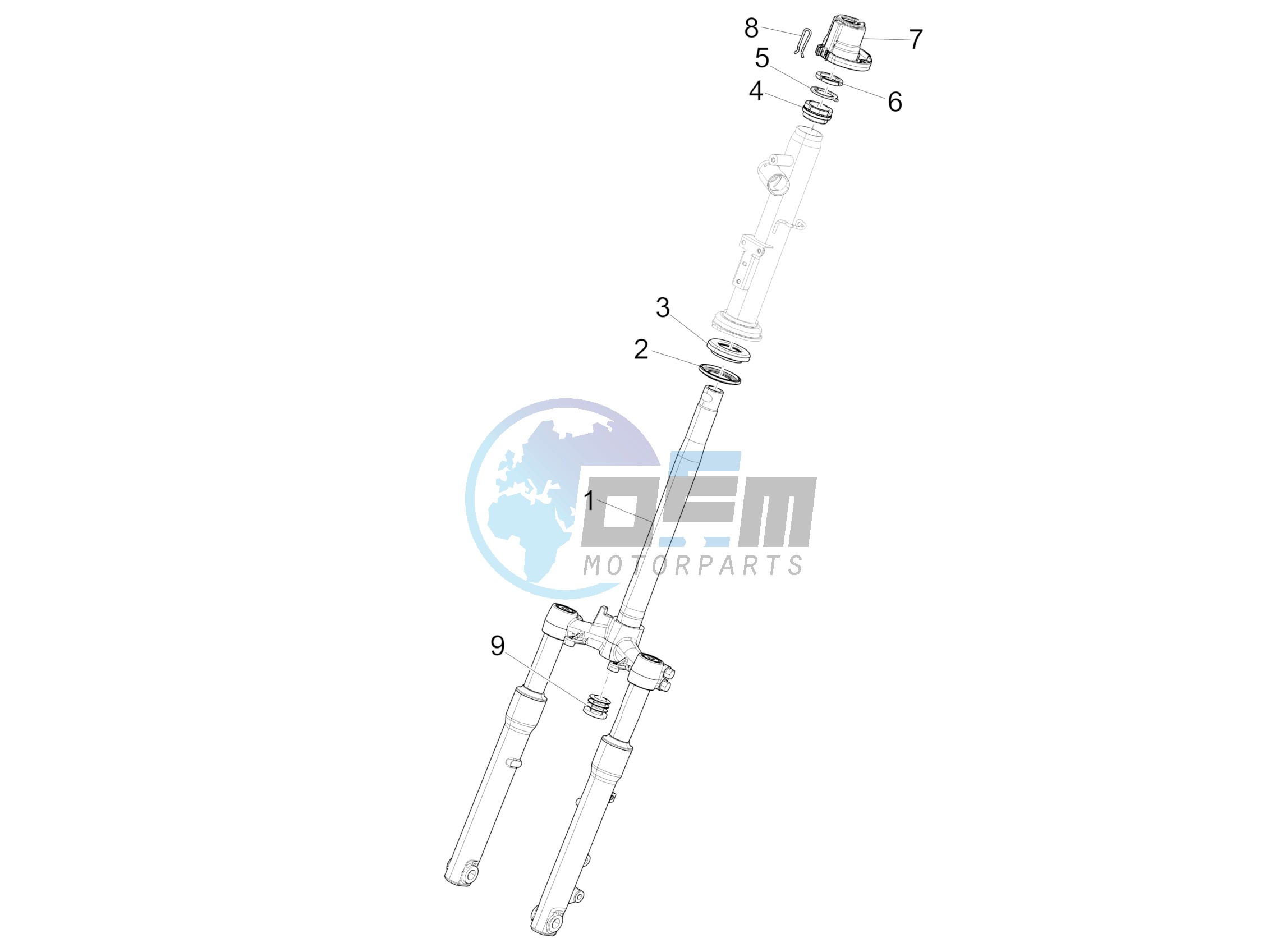 Fork/steering tube - Steering bearing unit