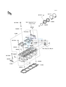 ZX 1000 E [NINJA ZX-10R] (E8F-E9FA) 0E9FA drawing CYLINDER HEAD