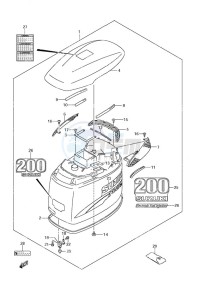 DF 225 drawing Engine Cover (2004 to 2009)