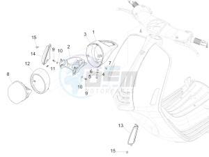 946 RED 125 4STR 3V ABS E4 (EMEA, APAC) drawing Front headlamps - Turn signal lamps