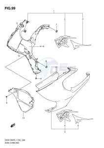 GSX1300R (E2) Hayabusa drawing SIDE COWLING (GSX1300RL1 E14)