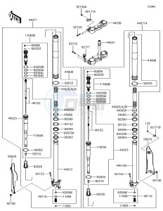 KLX450R KLX450AJF EU drawing Front Fork