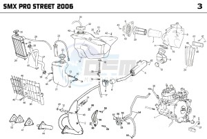 SMX PRO STREET 50 drawing EXHAUST,RADIATOR,TANK, AIRFILTER